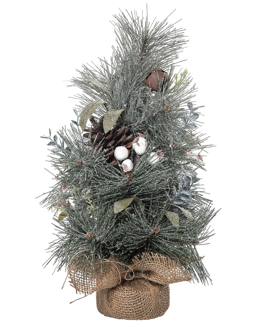 Transpac Artificial 12in Christmas Mixed Greenery Tree With Rustic Bells