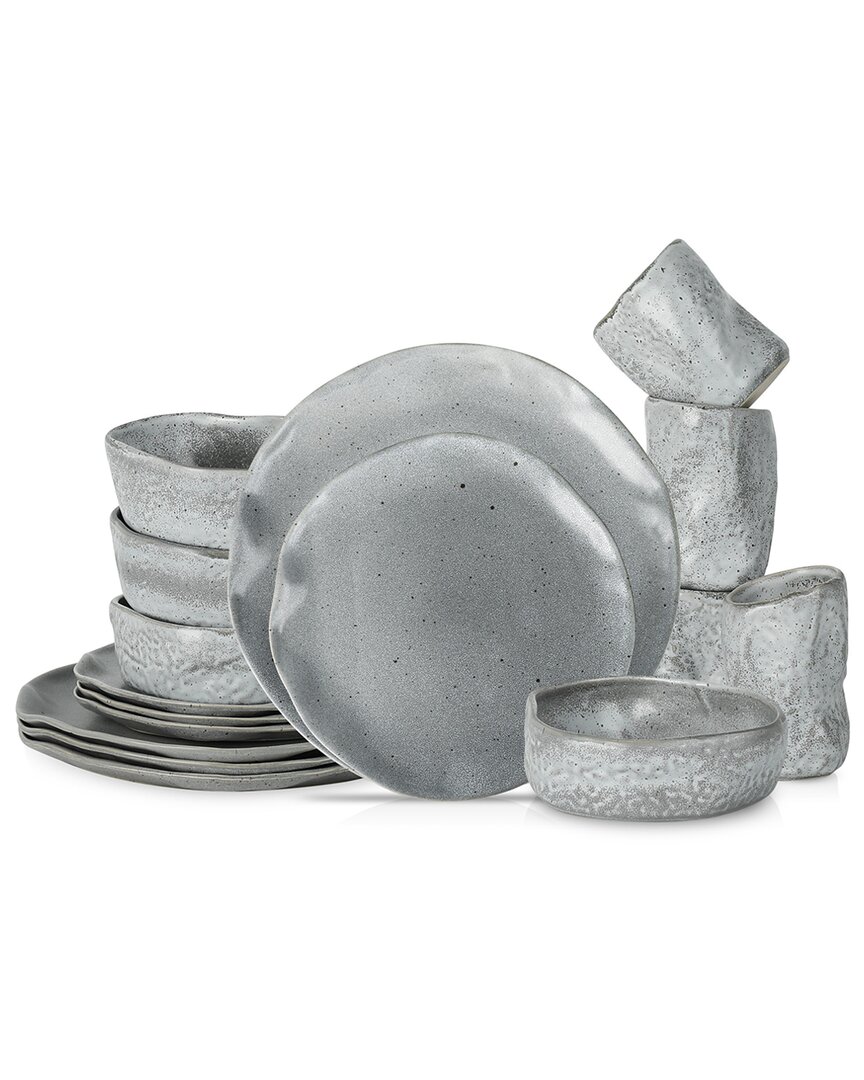 Stone By Mercer Project Atik 16pc Dinnerware Set In Grey