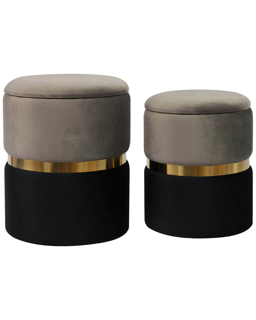 Tov Set Of 2 Grey Storage Ottomans