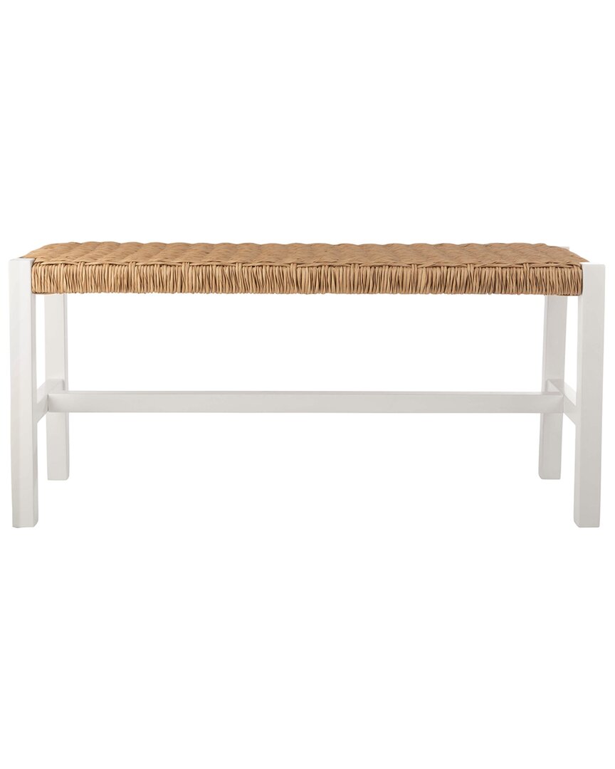 Alaterre Furniture Newport 40in Wood Bench With Handcrafted Woven Rope Seat
