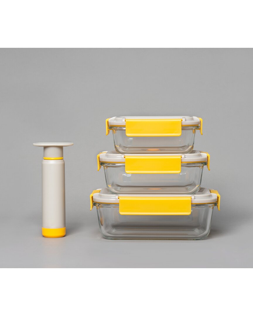 Genicook Geni-fresh Vacuum Sealable Glass Container Set With Manual Pump