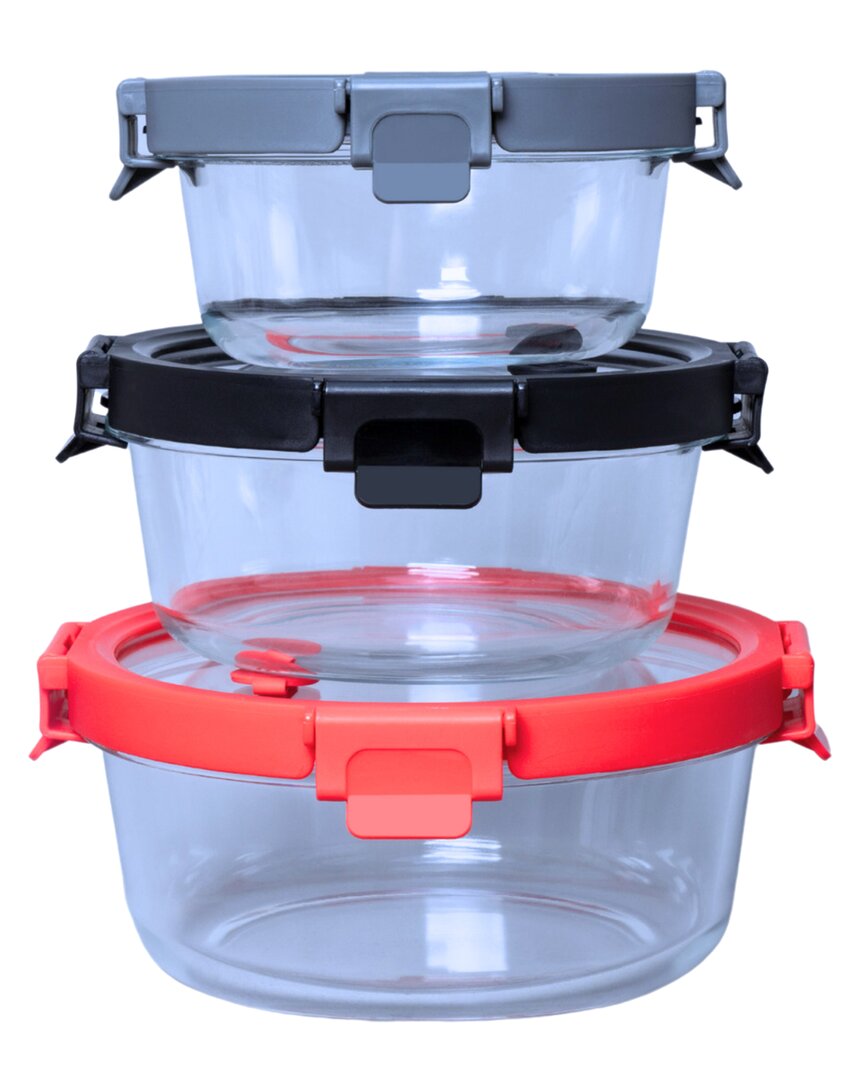 GENICOOK GENICOOK 6PC ROUND GLASS CONTAINER WITH LID & VENT SET 