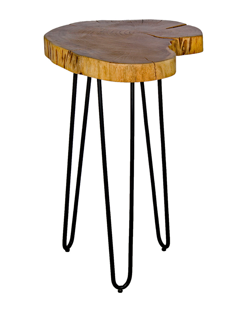 Alaterre Hairpin Natural Live Edge Wood With Metal 20in Round End Table