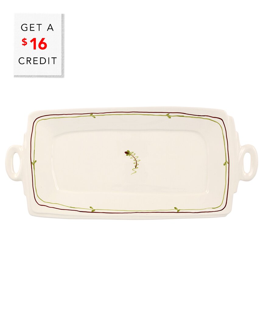 Vietri Lastra Fiori Di Bosco Handled Rectangular Platter With $16 Credit