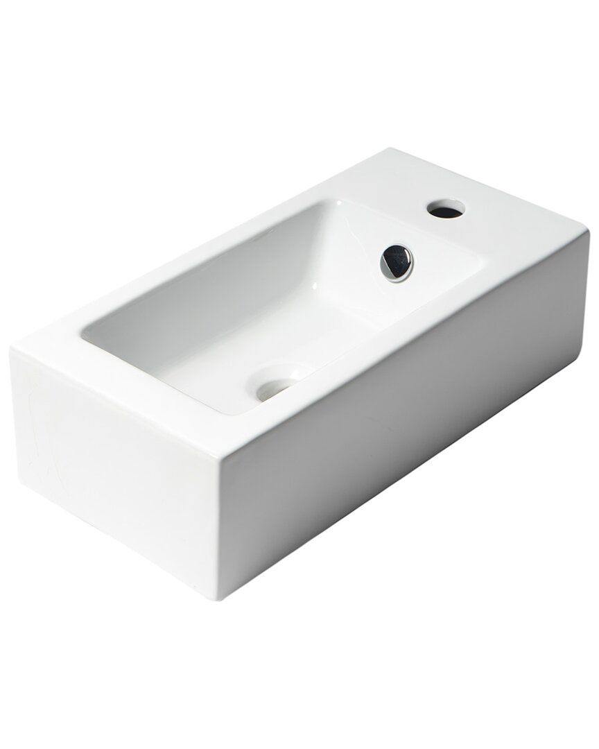 ALFI ALFI WHITE 20IN SMALL RECTANGULAR WALL MOUNTED CERAMIC SINK WITH FAUCET HOLE