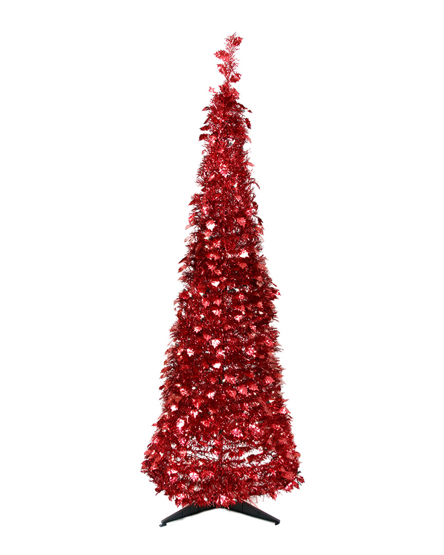 Northlight Pre-lit Red Tinsel Pop-up Artificial Christmas Tree