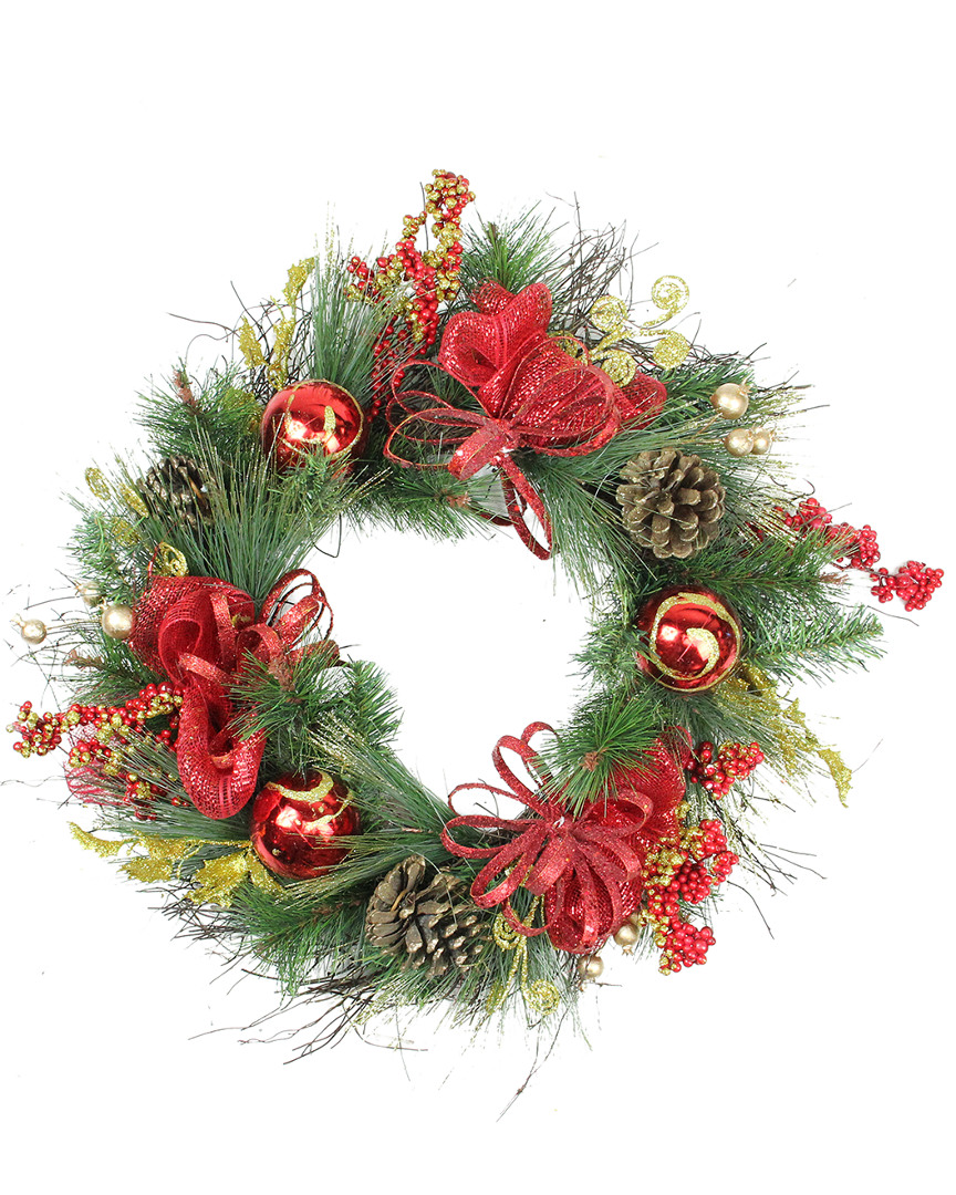 Northlight Red Ornament & Berry Gold Glittered Artificial Christmas Wreath