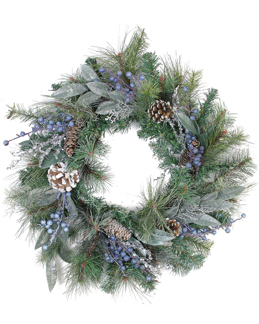 Northlight Mixed Pine Blueberries & Snowy Pine Cones Artificial Christmas Wreath