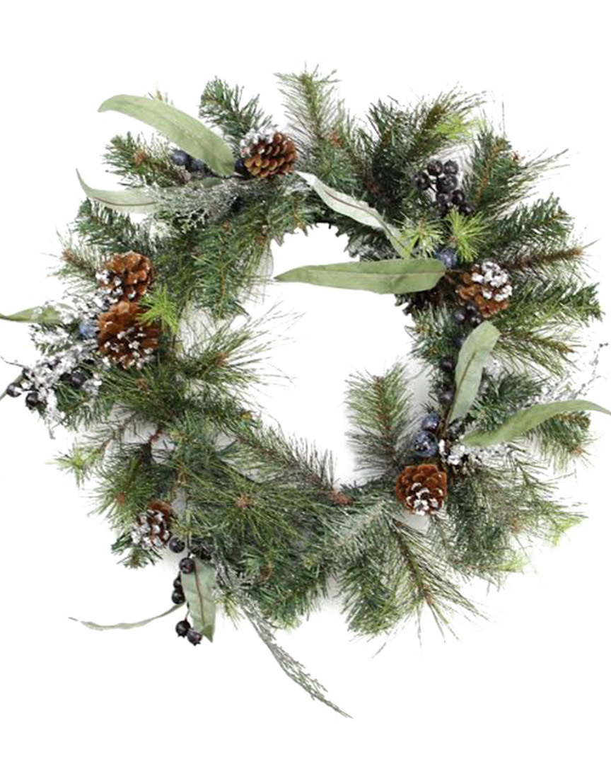 NORTHLIGHT NORTHLIGHT ARTIFICIAL MIXED PINE WITH BLUEBERRIES PINE CONES & ICE TWIGS CHRISTMAS WREATH