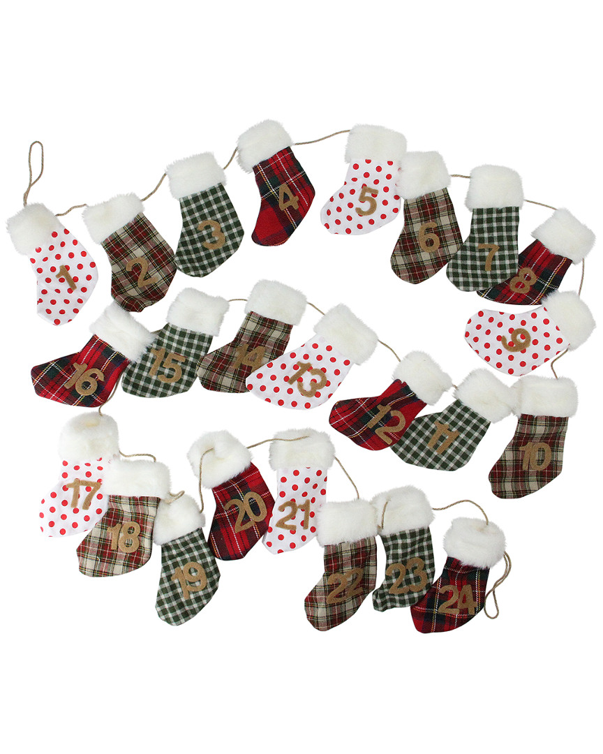 Northlight Holiday Moments Red Green & White Christmas Stocking Garland