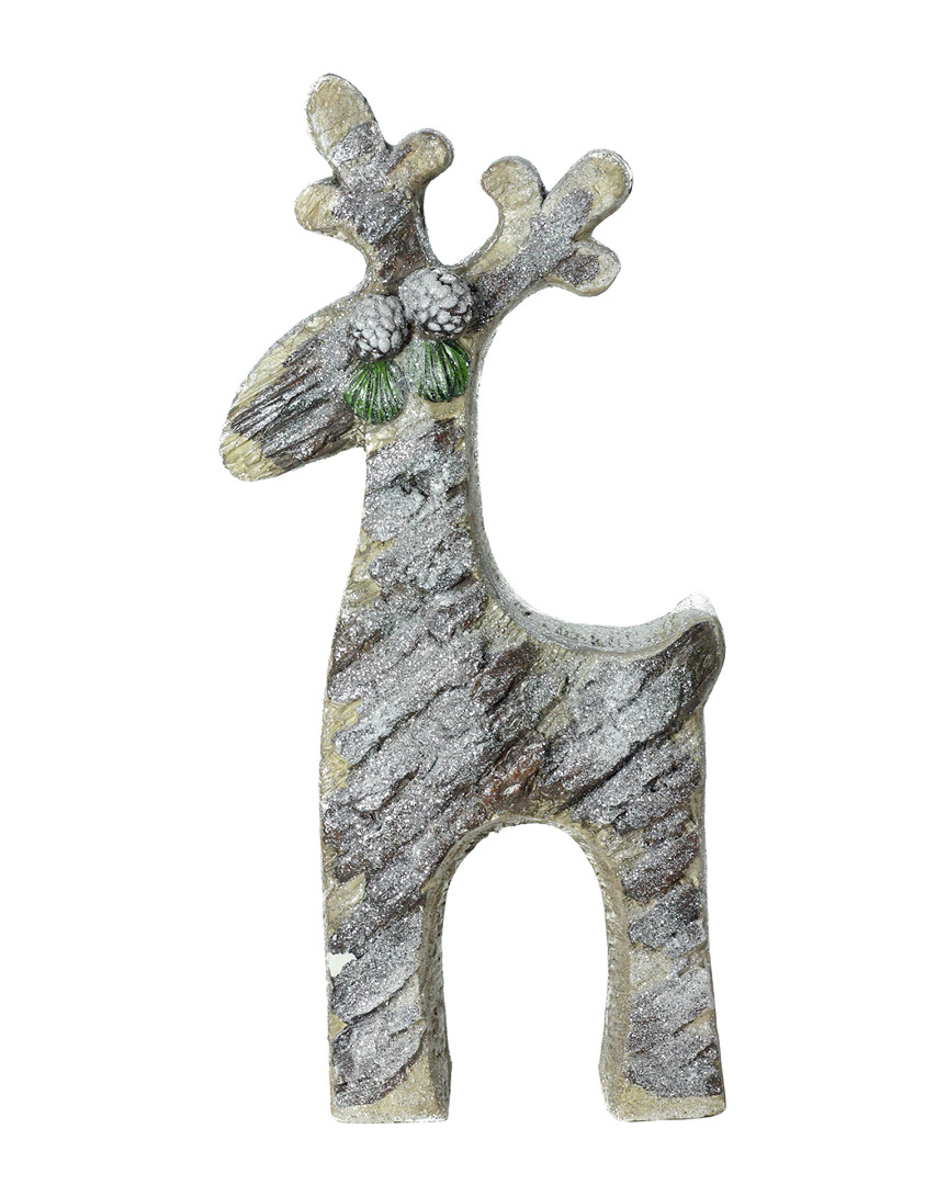 Northlight 22" Gray Rustic Glittered Christmas Reindeer Table Top Decoration