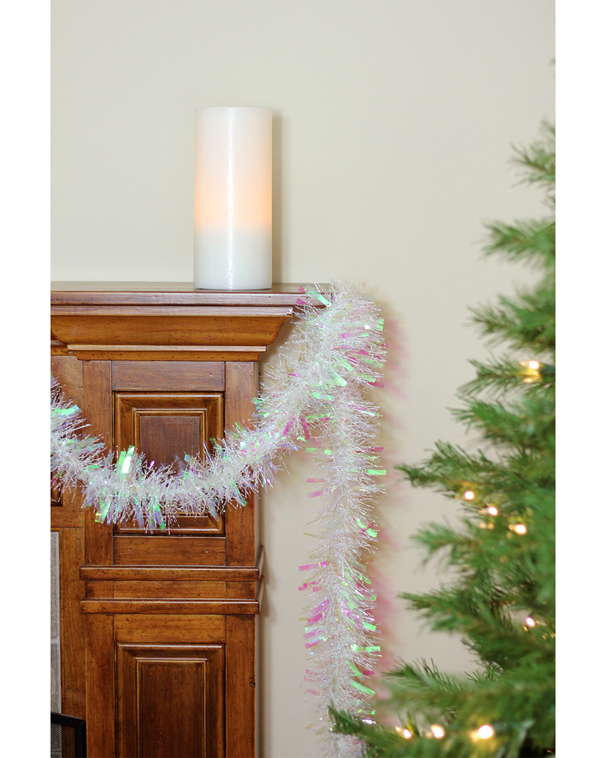 Northlight Festive Shiny White Irridescent Christmas Tinsel Garland