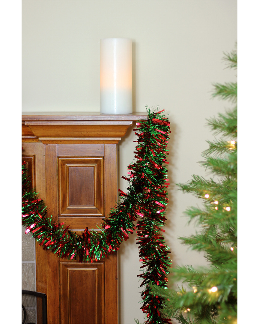 Northlight Discontinued Festive Red & Green Thick Cut Christmas Tinsel Garland