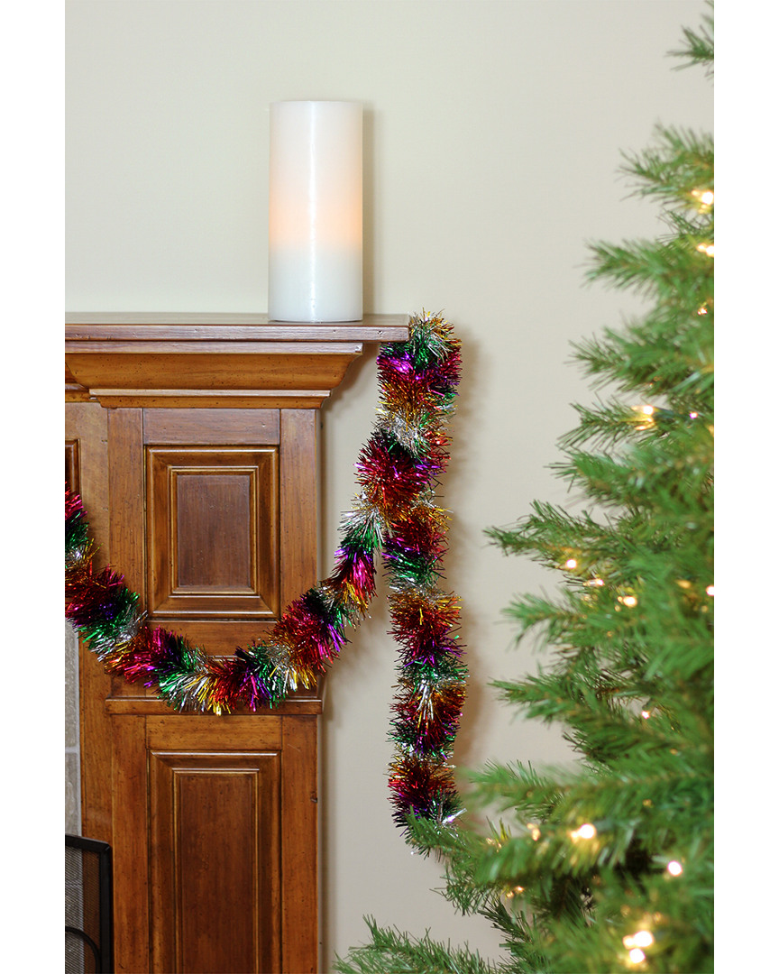 Northlight Discontinued Festive Shiny Rainbow Colored Christmas Foil Tinsel Garland