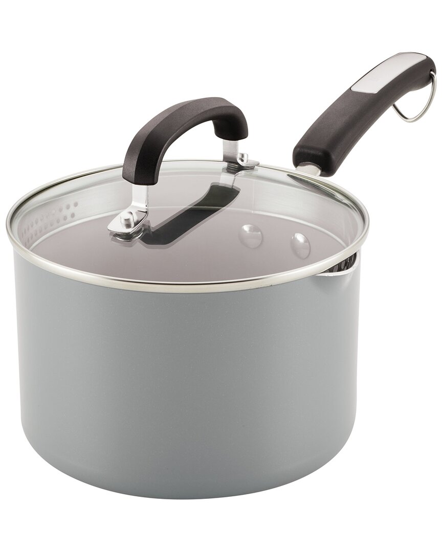 Farberware Eco Advantage Ceramic Nonstick Straining Saucepan With Lid In Grey