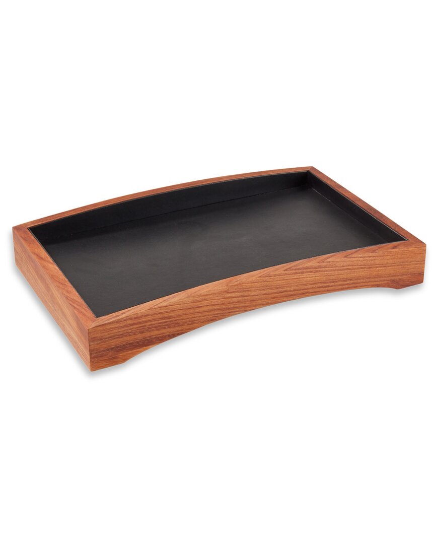 Bey-berk Wooden Valet Tray With Felt-lined Interior In Brown