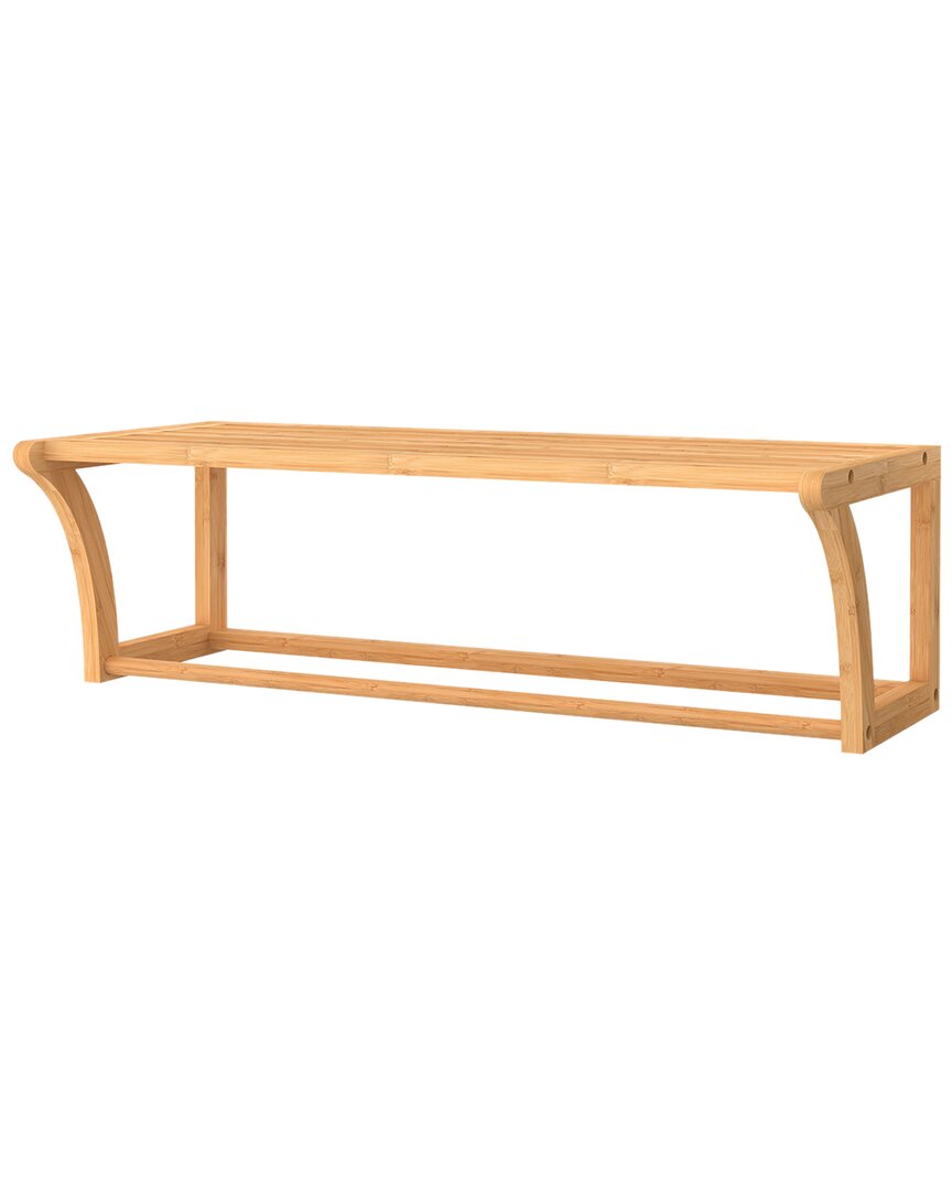 Closetmaid Bamboo Wall Shelf With Hang Rail In Brown