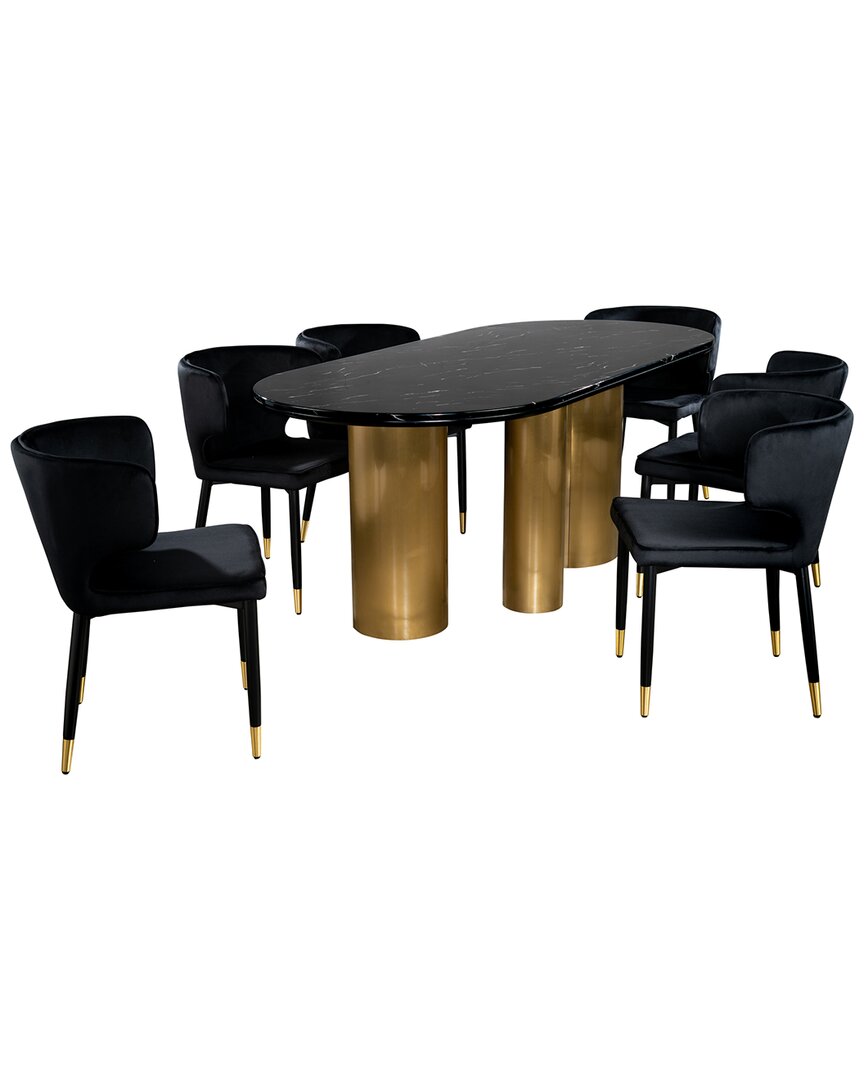 Statements By J Balmain Marble Top Oval Dining Set