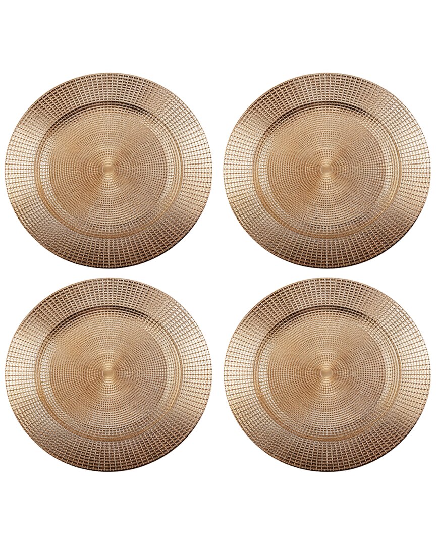 American Atelier Estelle Plated Set Of 4 Charger Plates In Brown