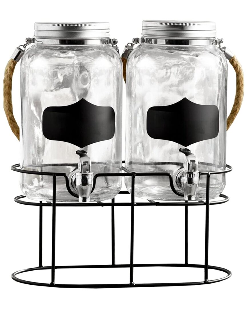 Stylesetter Trent 1 Gallon Glass Beverage Dispenser Set With Stand