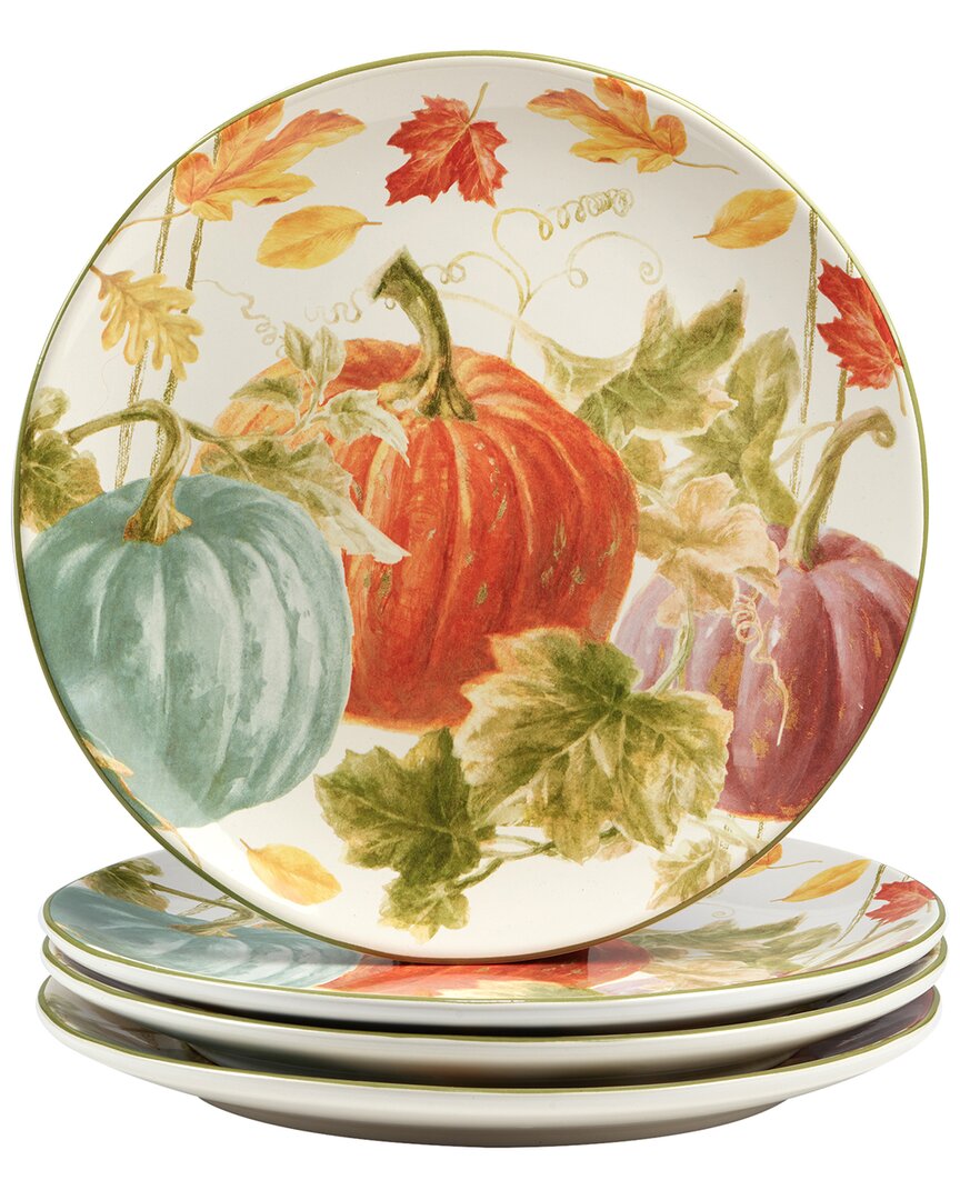 Certified International Autumn Harvest Set Of 4 Dinner Plates In Multi