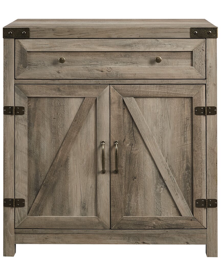 Walker Edison Farmhouse Double Barn Door Accent Cabinet With 1 Drawer In Grey