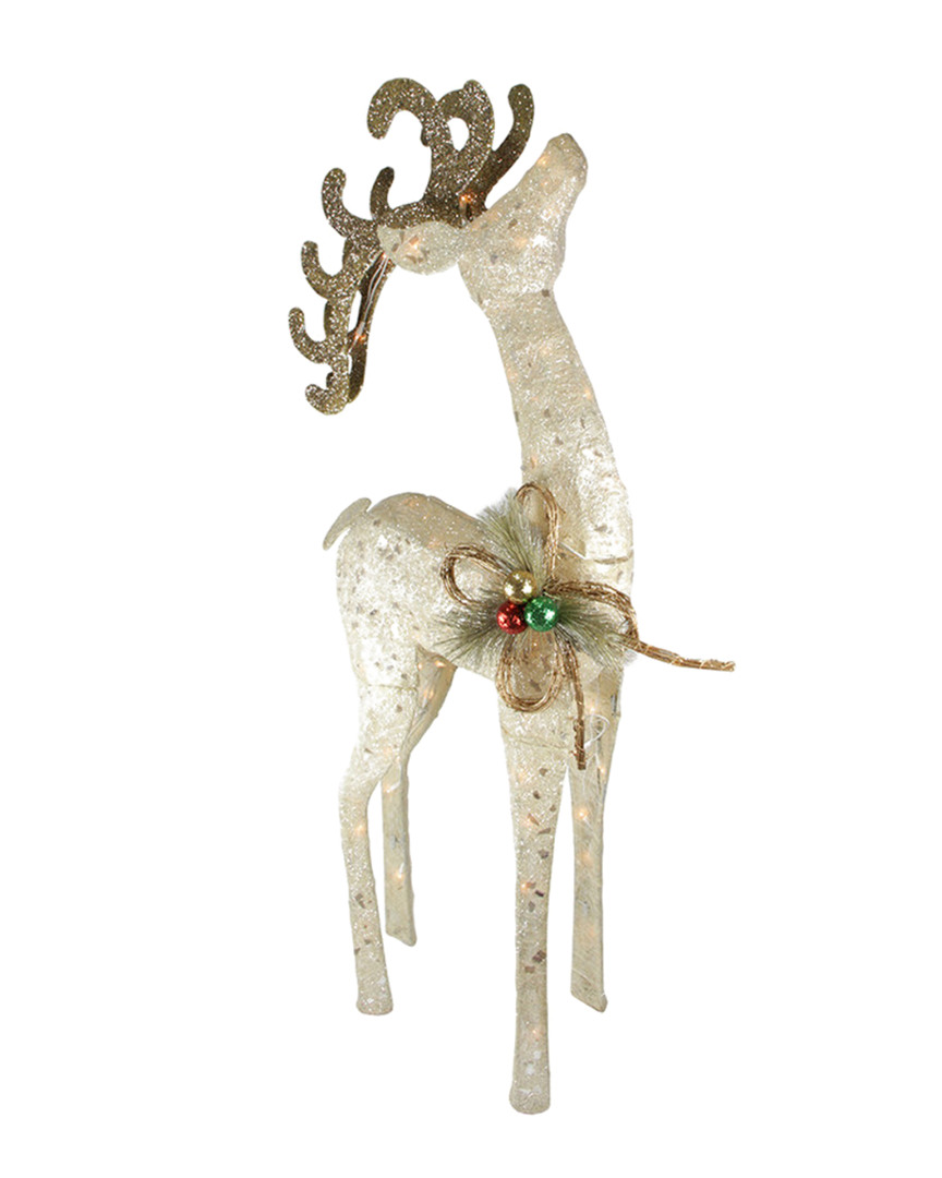 Northlight 46in Lighted Sparkling White Sisal Reindeer Christmas