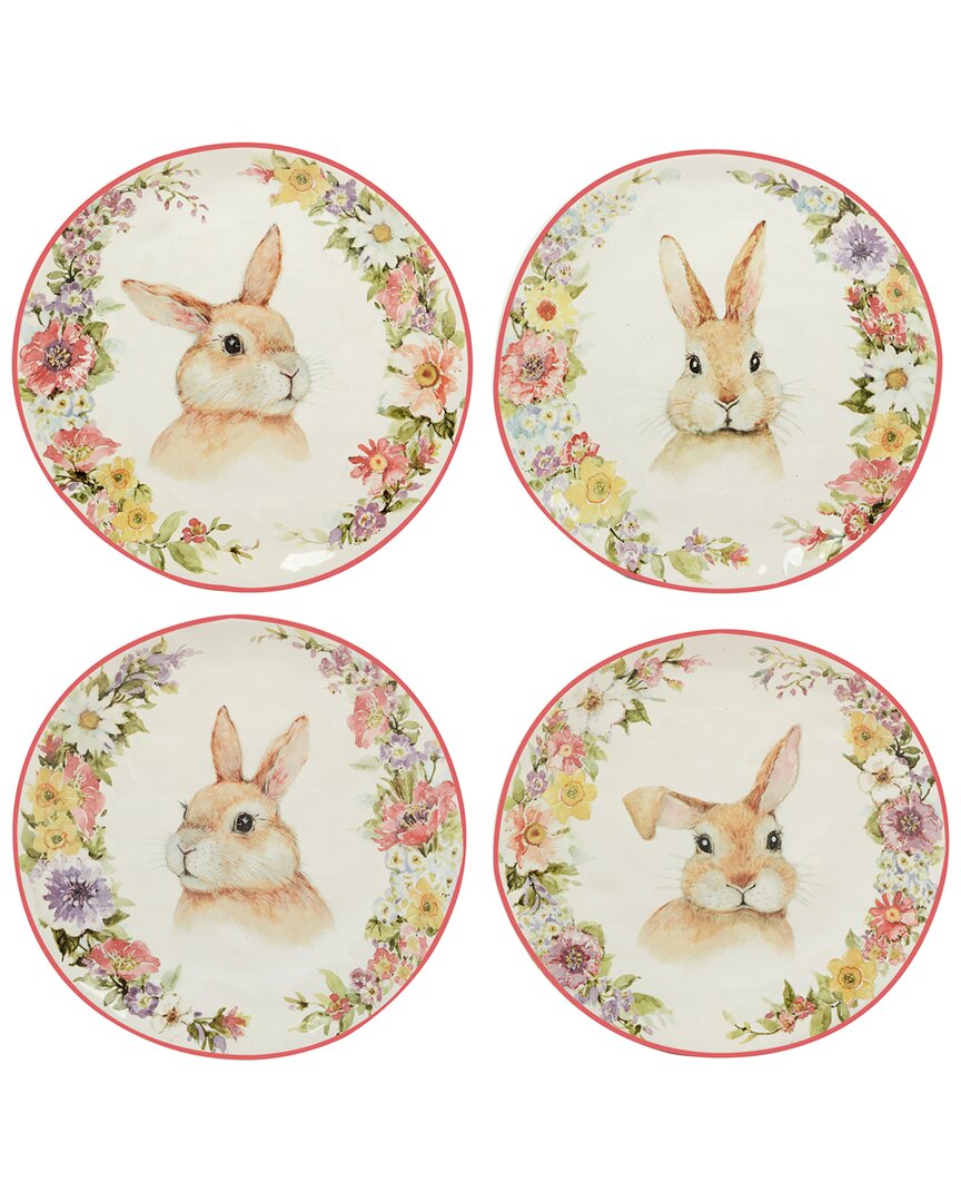 Certified International Easter Garden 8.5" Assorted Dessert Plates, Set Of 4 In Multicolor