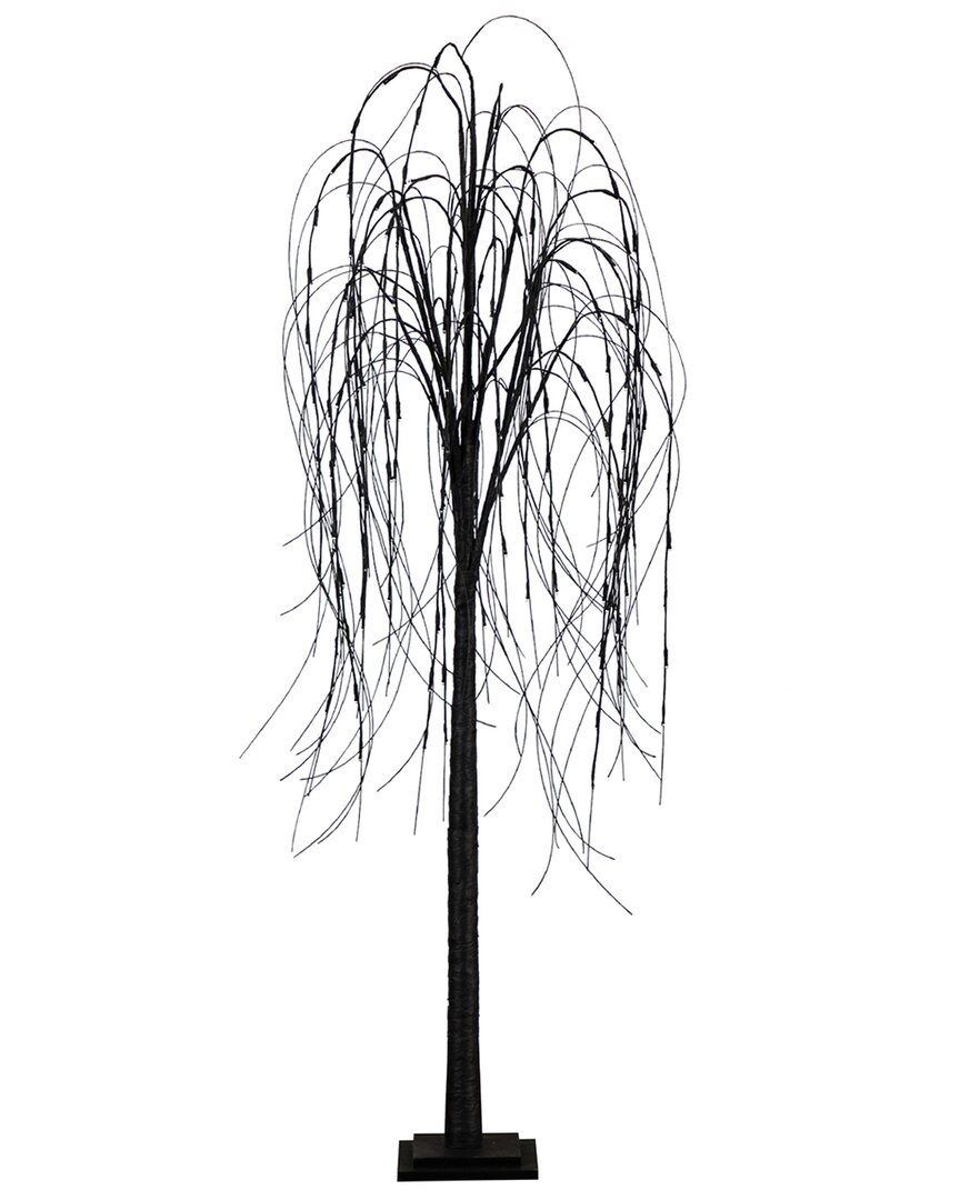 Nearly Natural 6ft. Pre-lit Halloween Black Willow Artificial Fal