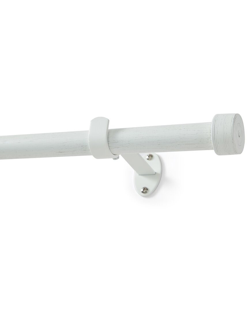 Threadmade Serena Single Curtain Rod With Contemporary Cap Finial In White