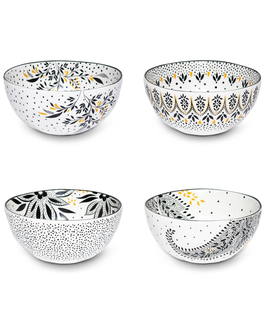 Portmeirion Set Of 4 Artisanne Noir Rice Bowls