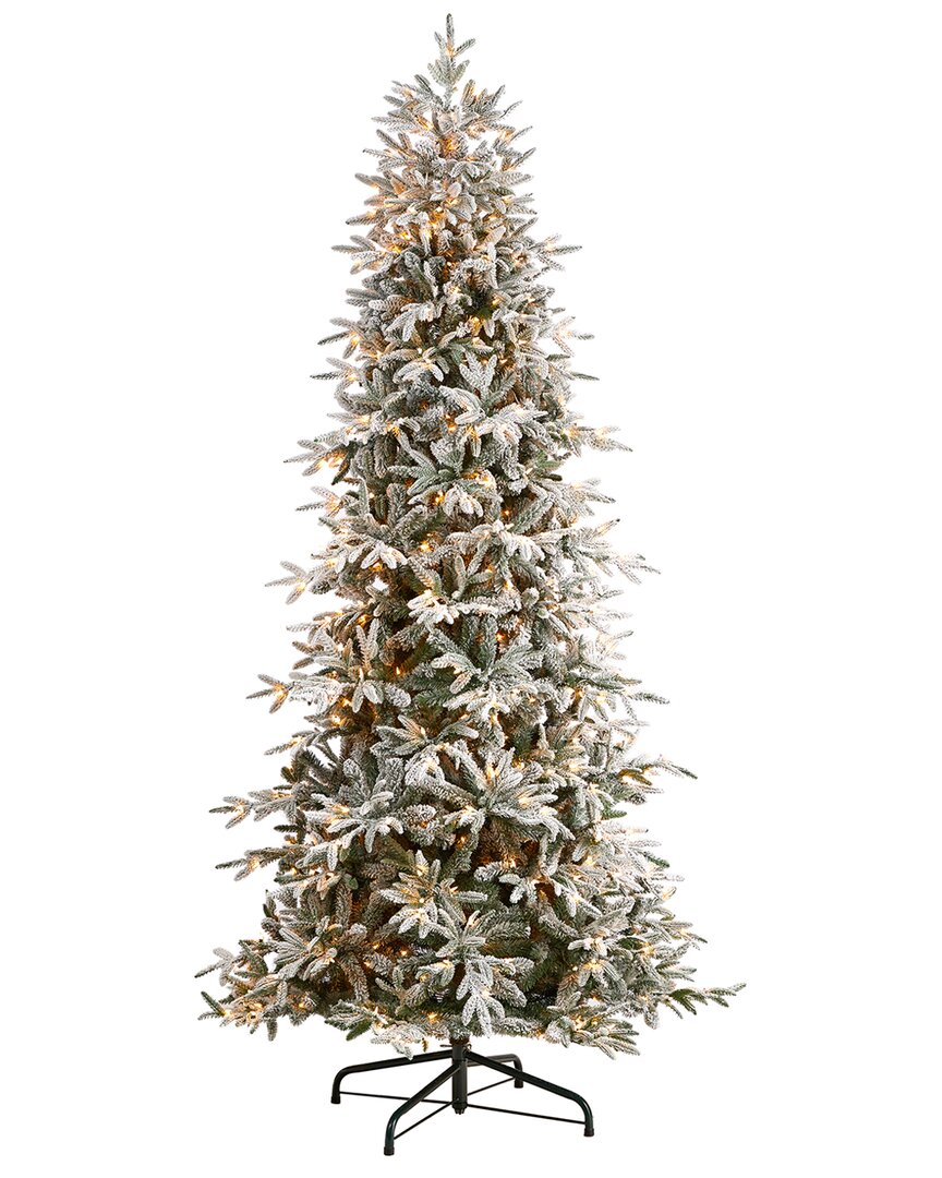 Nearly Natural 9.5ft. Flocked Manchester Spruce Artificial Christmas Tree In Green