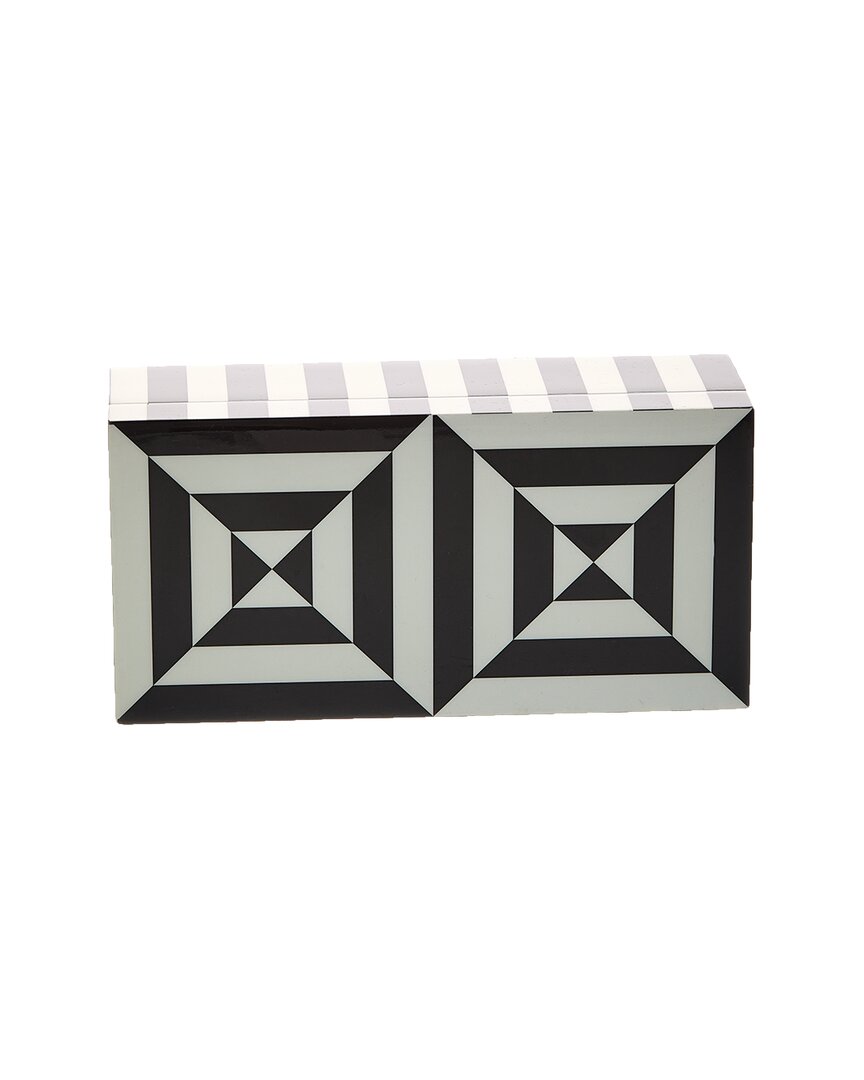 Jonathan Adler Small Op Art Lacquer Box In Black