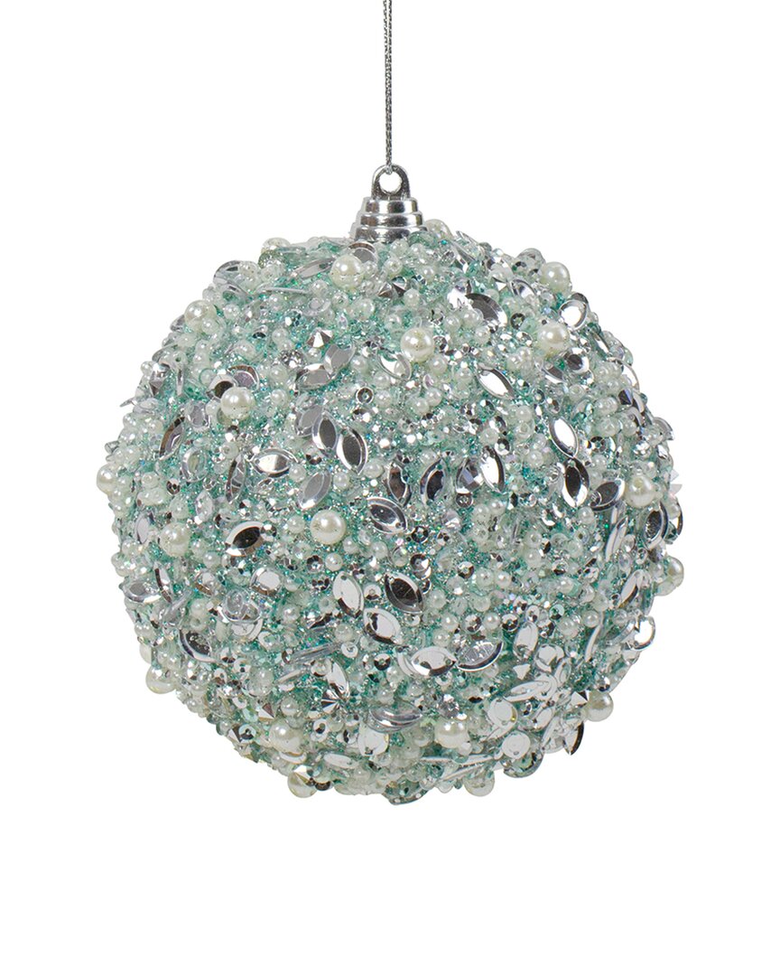 Shop Northern Lights Northlight 3.5in Green Glitter And White Beads Shatterproof Christmas Ball Ornament