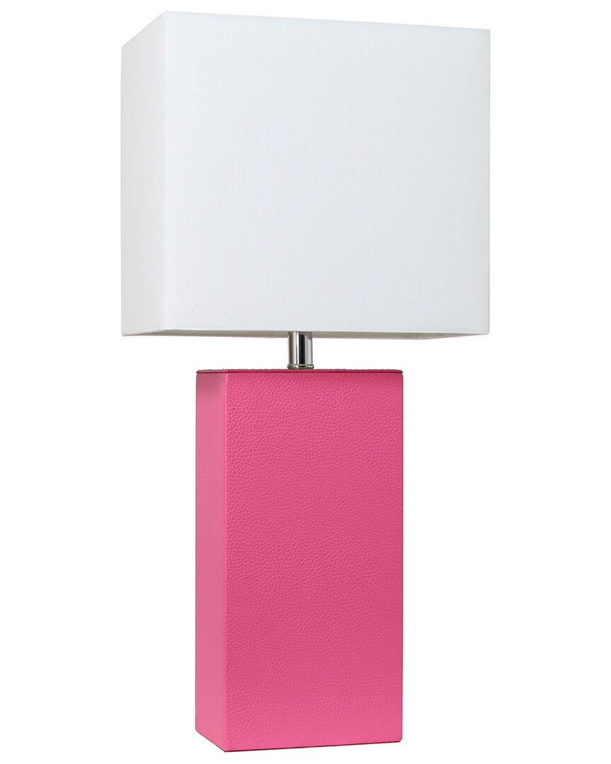Lalia Home 21in Modern Leather Wrapped Table Lamp With Led Bulb Included