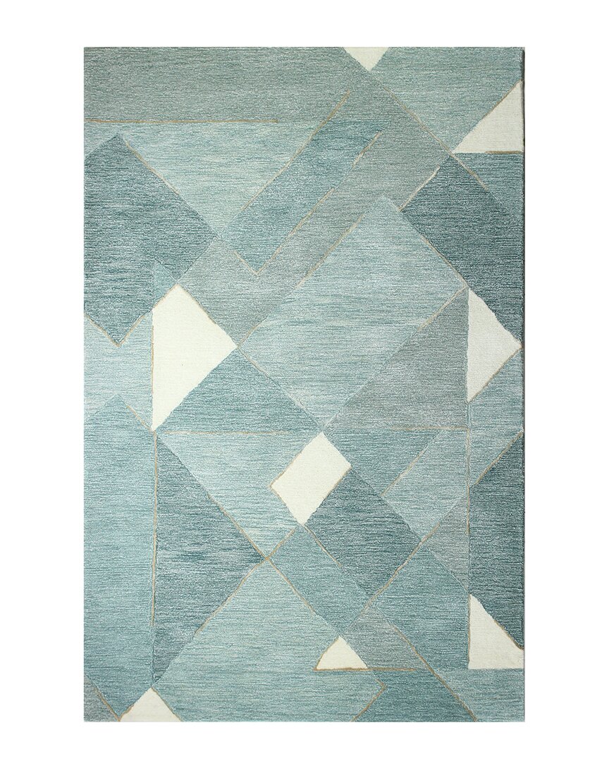 Bashian Rugs Bashian Ratna W/artsilk Contemporary Wool-blend Rug In Aqua
