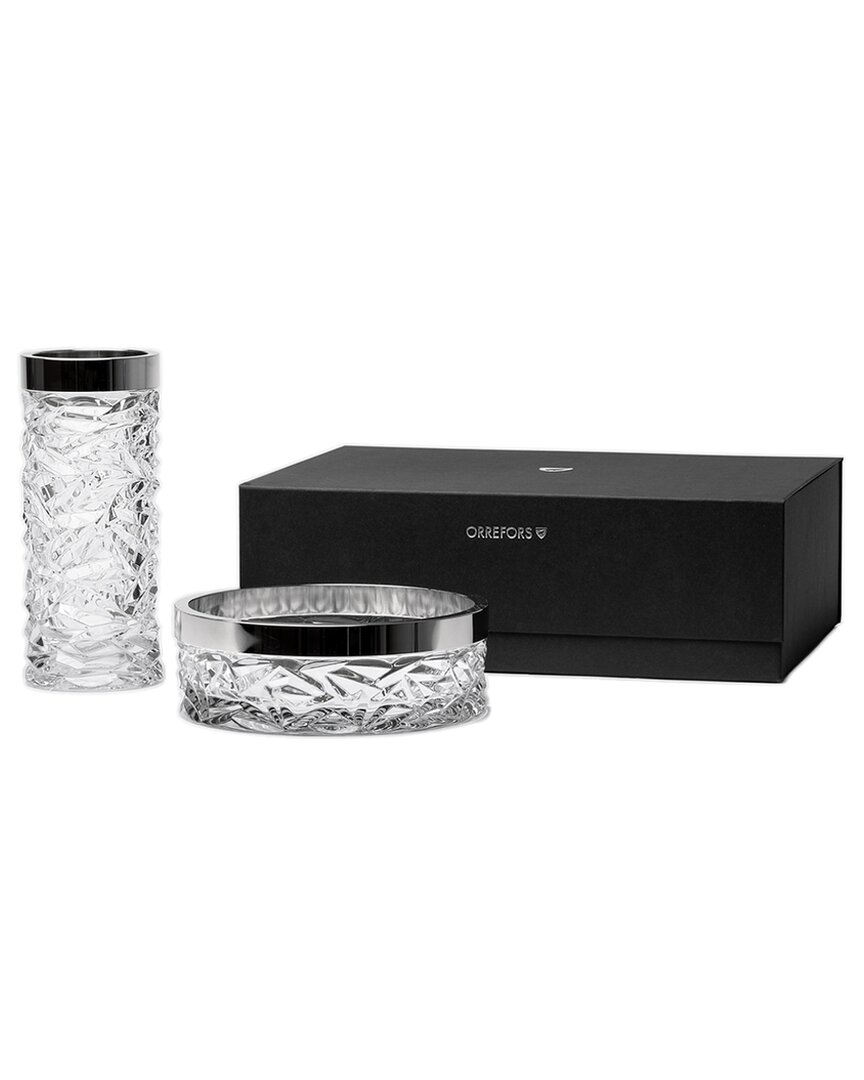 Orrefors Carat Bowl & Vase Gift Set In Black