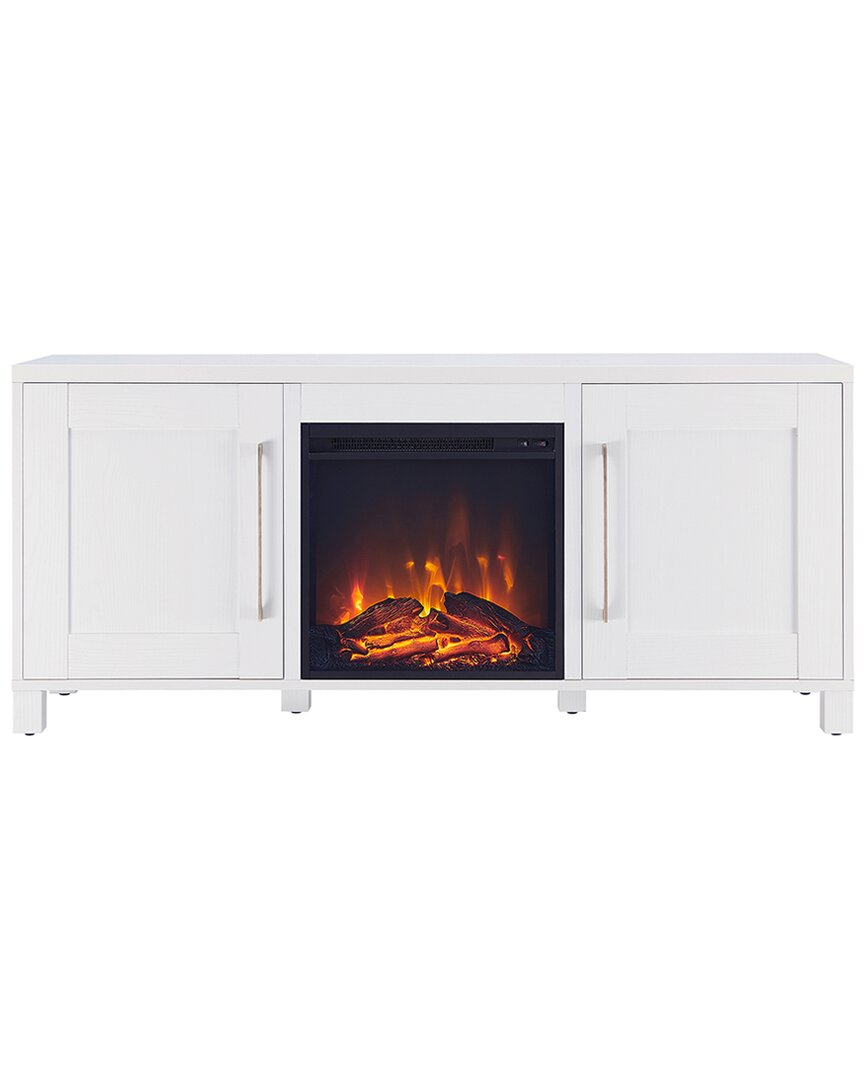 Abraham + Ivy Chabot Rectangular Tv Stand With Log Fireplace For Tv's Up To 65in In White