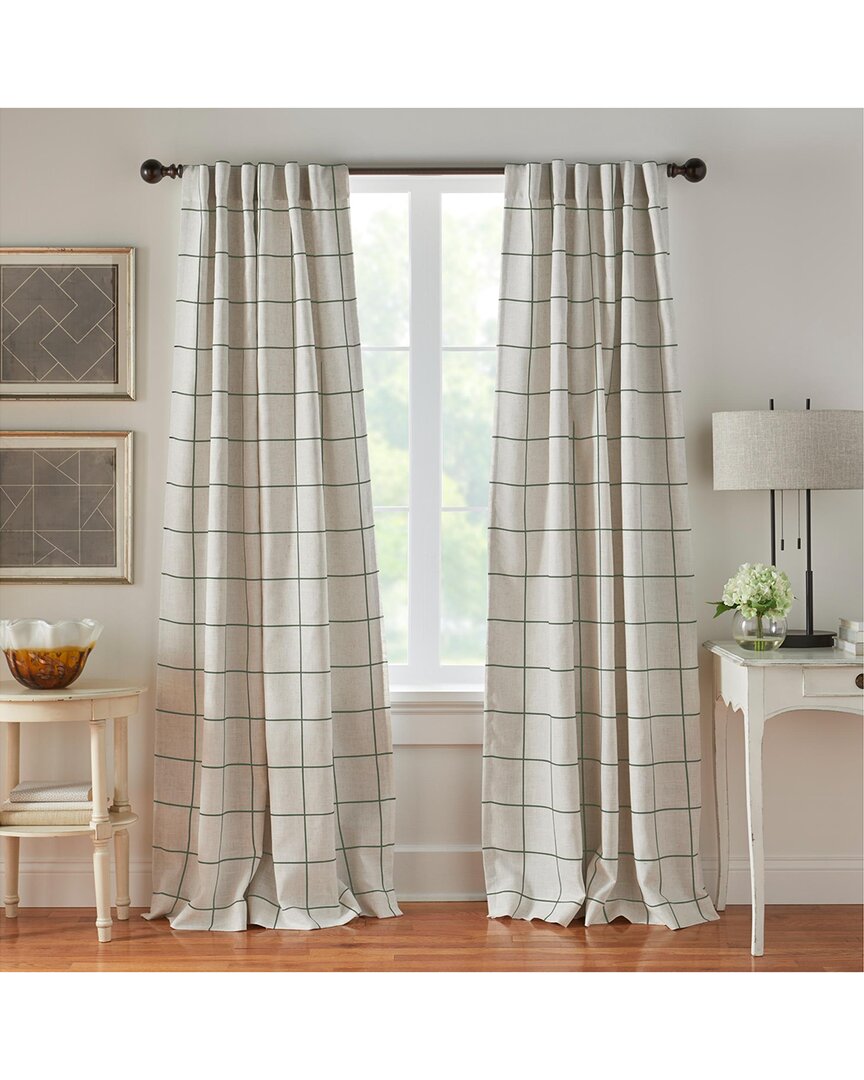 Threadmade Brighton Windowpane Plaid Rod Pocket Back Tab Blackout Window Curtain Panel In Green