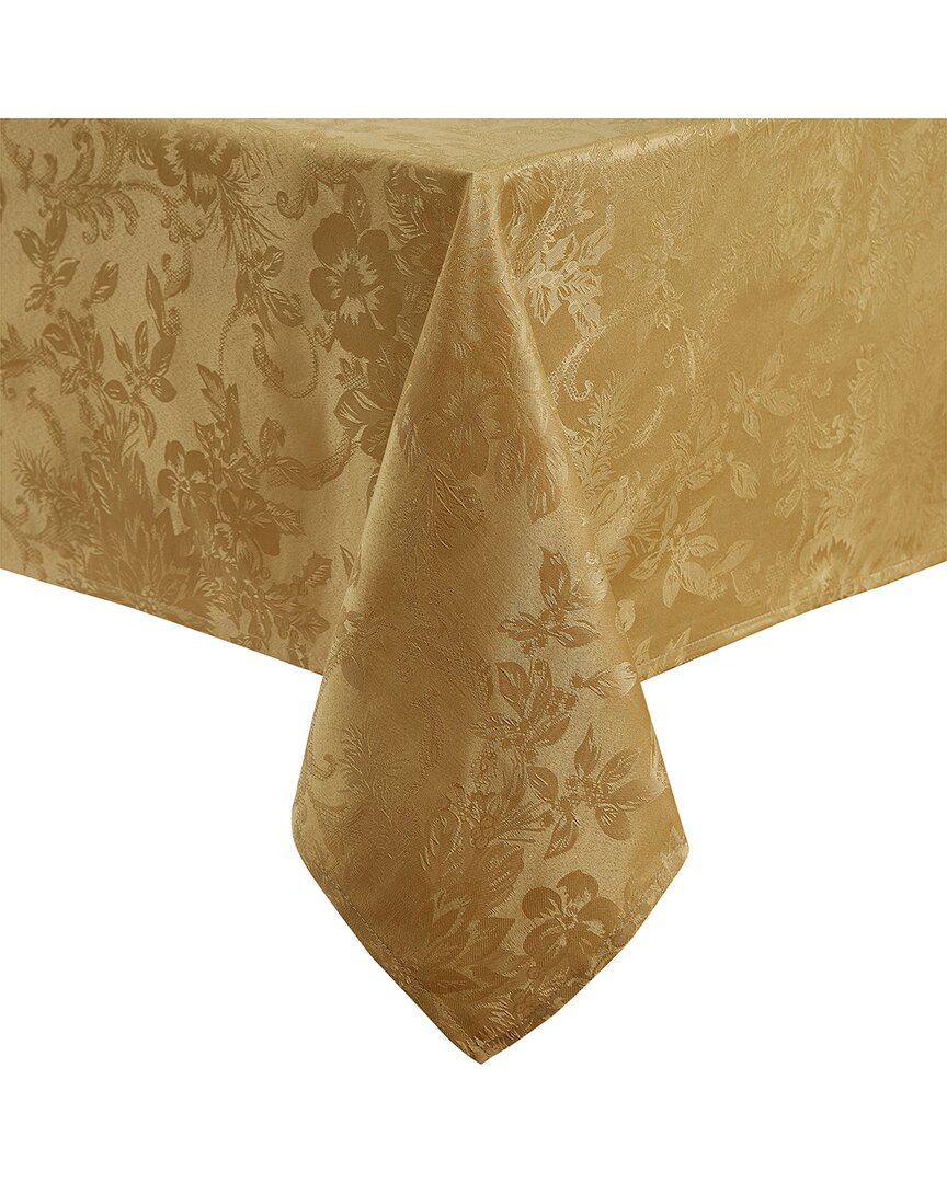 Elrene Home Fashions Poinsettia Elegance Jacquard Holiday Tablecloth In Gold
