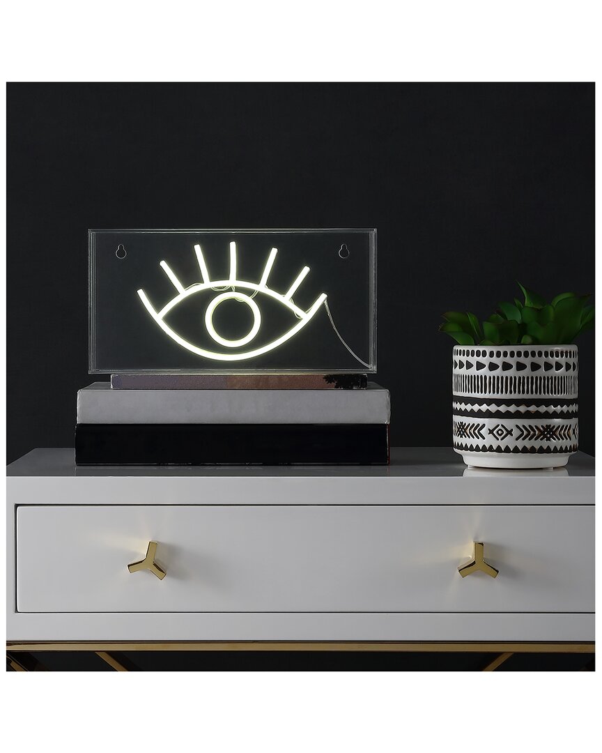 Jonathan Y Eye Glam Acrylic Box Usb Operated Led Neon Light In White