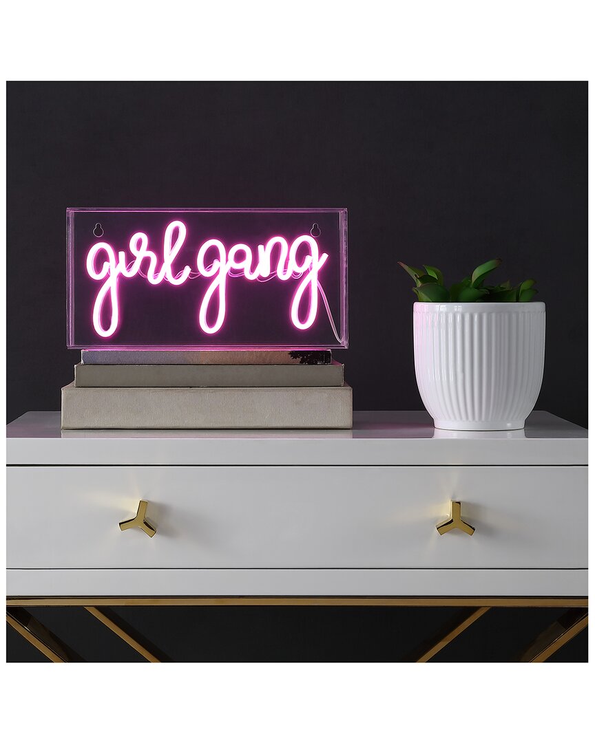 Jonathan Y Girl Gang Glam Acrylic Box Usb Operated Led Neon Light In Pink