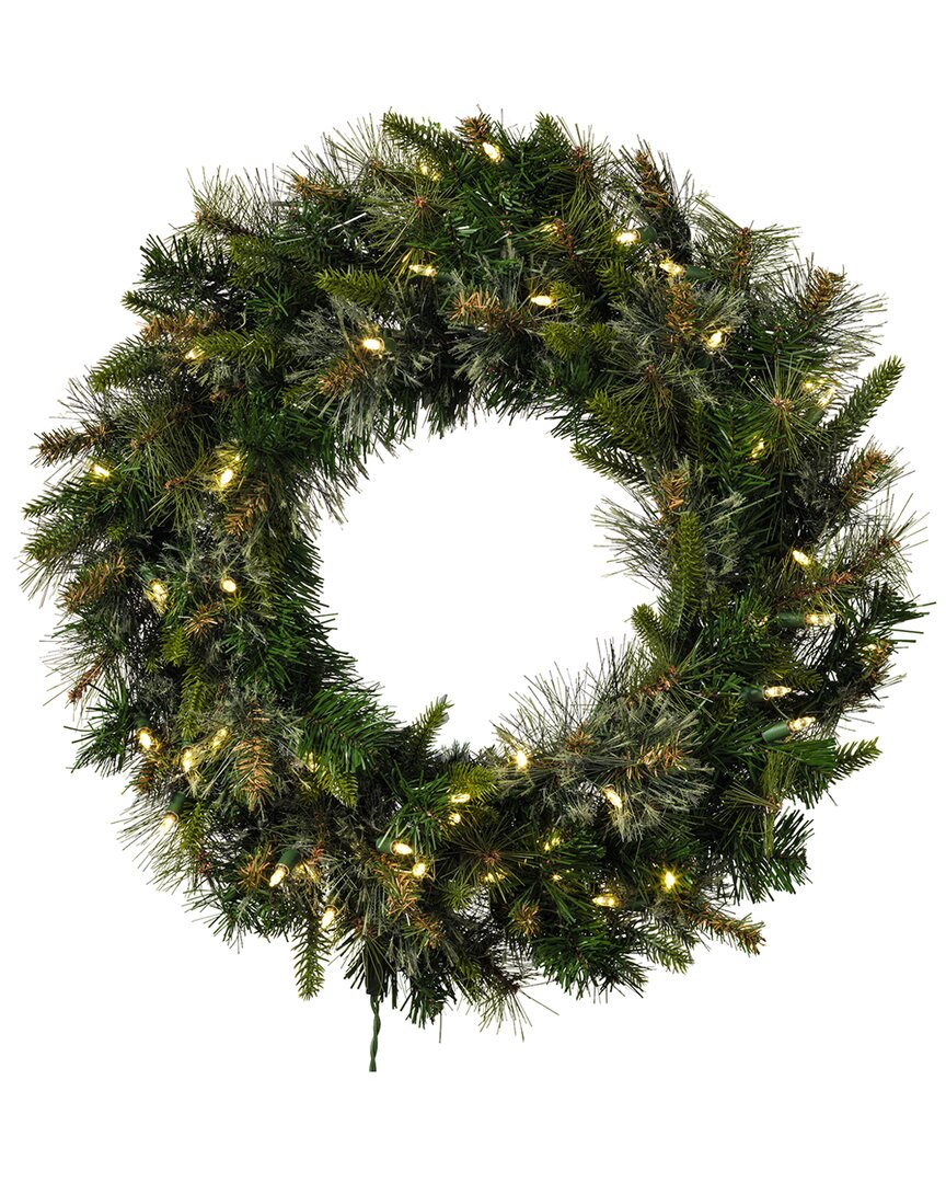 Vickerman 24in Cashmere Artificial Christmas Wreath With Warm White Dura-lit  Led Lights In Green
