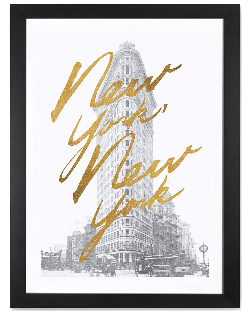 Icanvas Gilded New York By All That Glitters Black Framed Fine Art Paper Print
