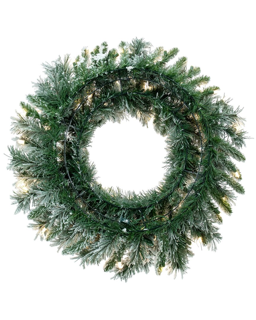 Vickerman 30in Flocked Snow Ridge Artificial Christmas Wreath In Green