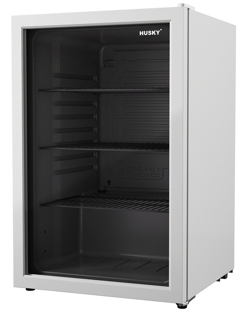 Husky Extra Large Fridge With Glass Door In White