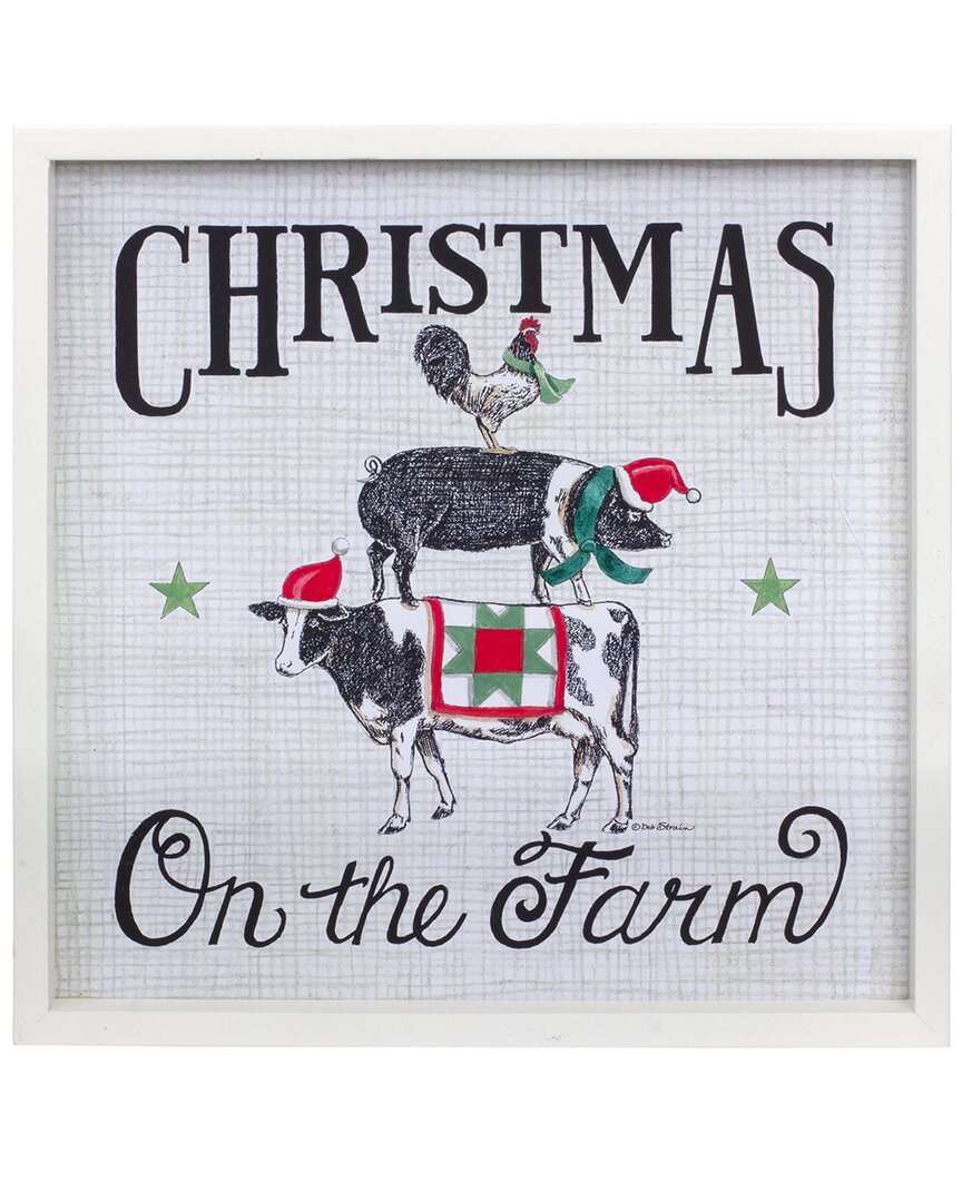 Melrose International Framed Christmas On The Farm Print In White