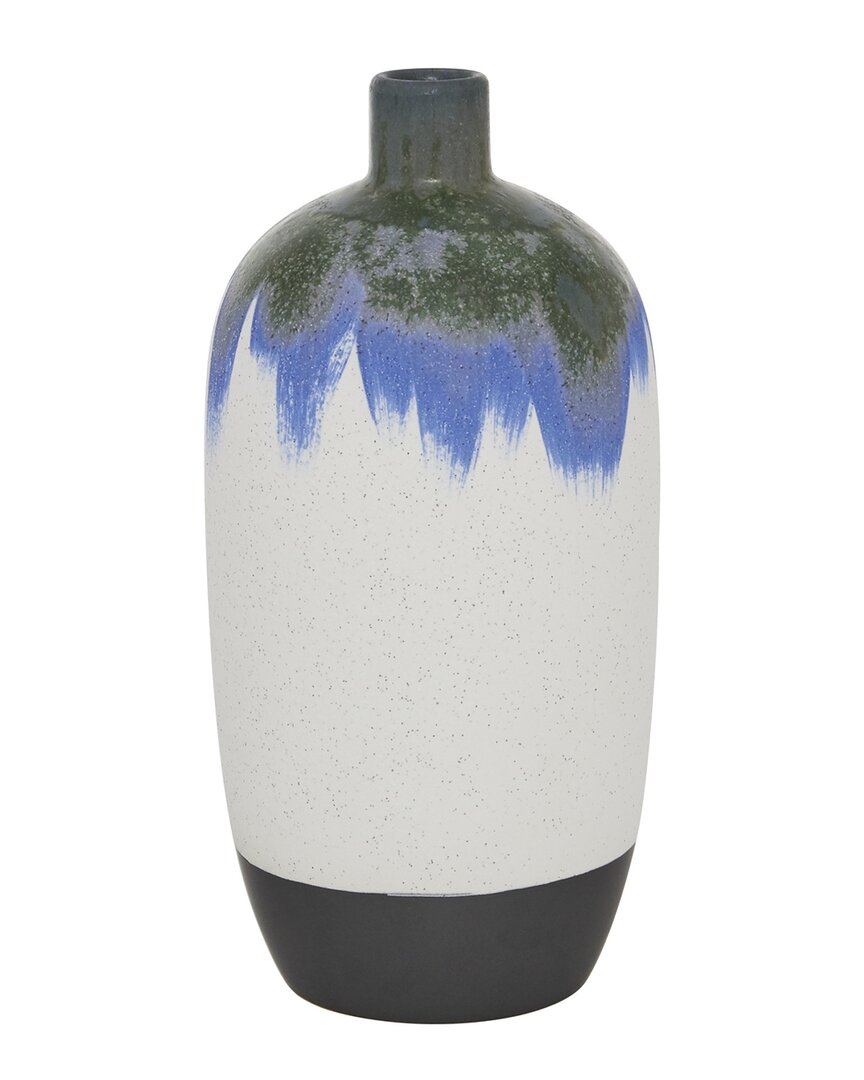 Peyton Lane White Ceramic Handmade Vase With Dripping Effect