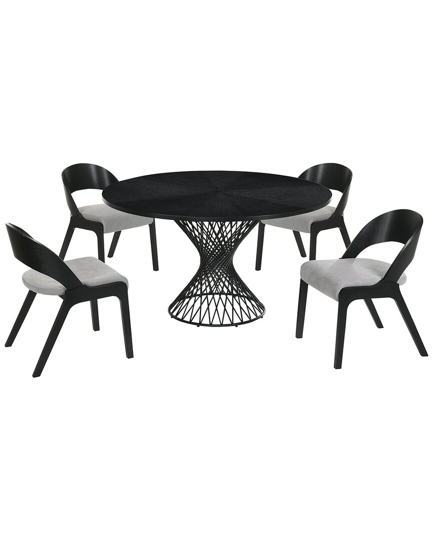 Armen Living Cirque And Polly 5pc Round Dining Set In Gray