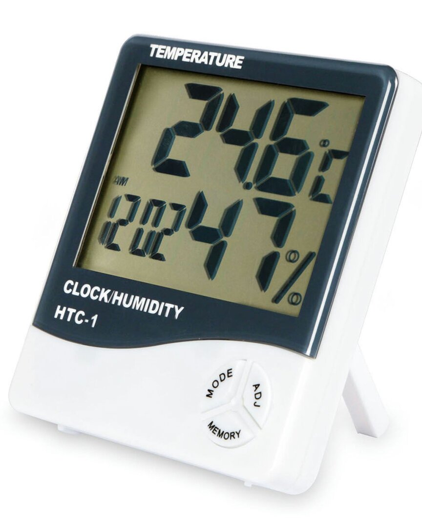Fresh Fab Finds 2-in-1 Thermometer & Hygrometer With Clock Alarm Function In White